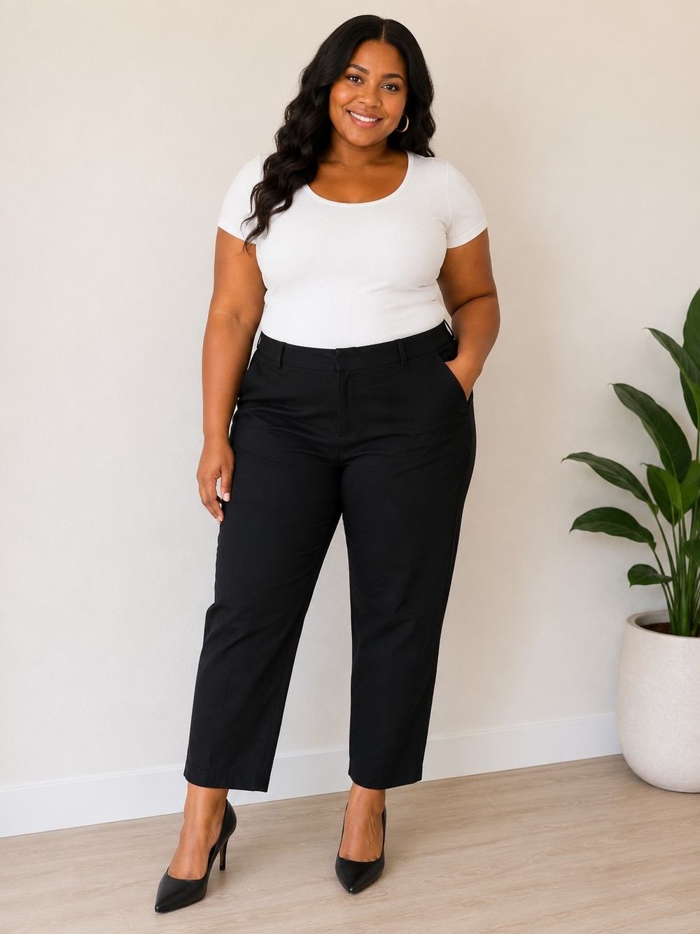 Ava & Viv Black Straight-Leg Women's Pants